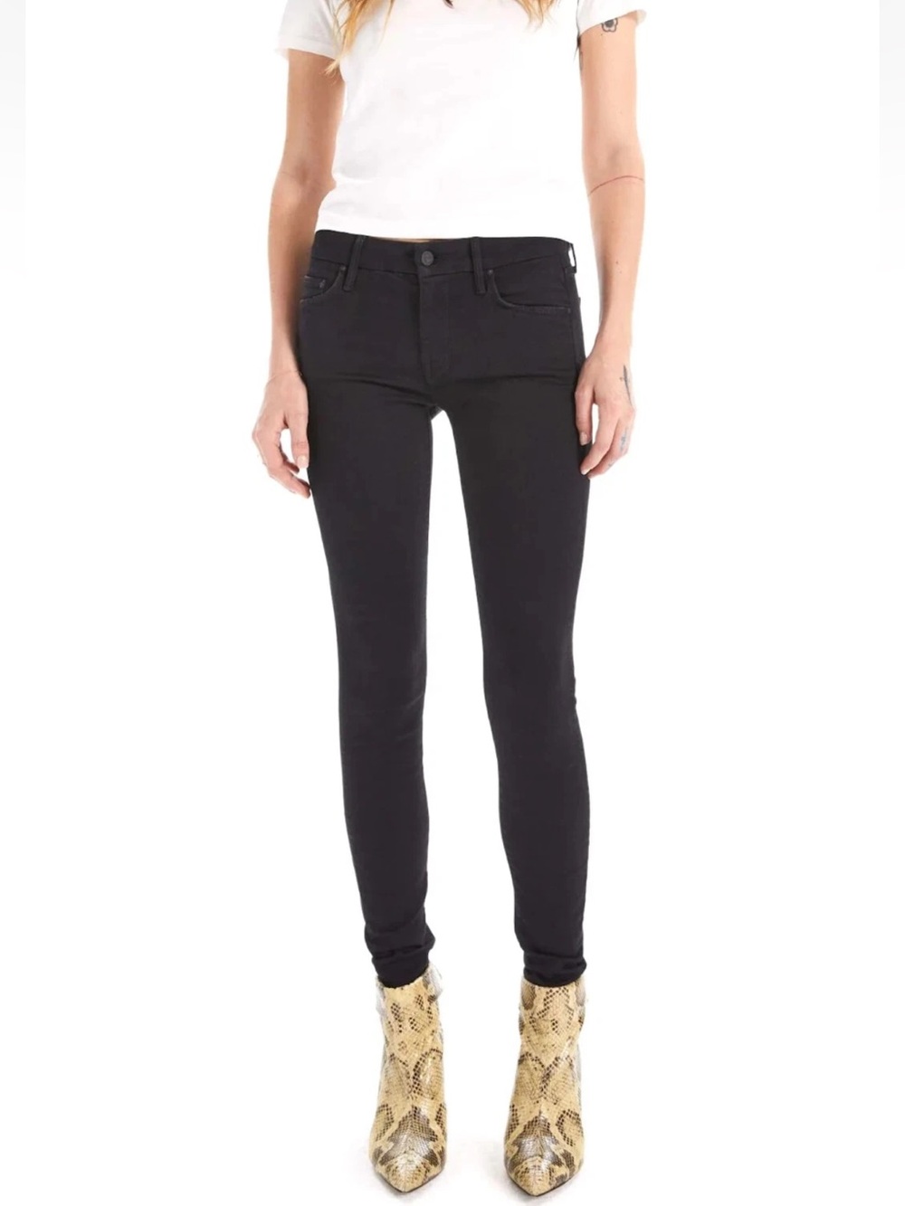 Mother The Looker Not Guilty Black Cotton Denim Jeans Size 28